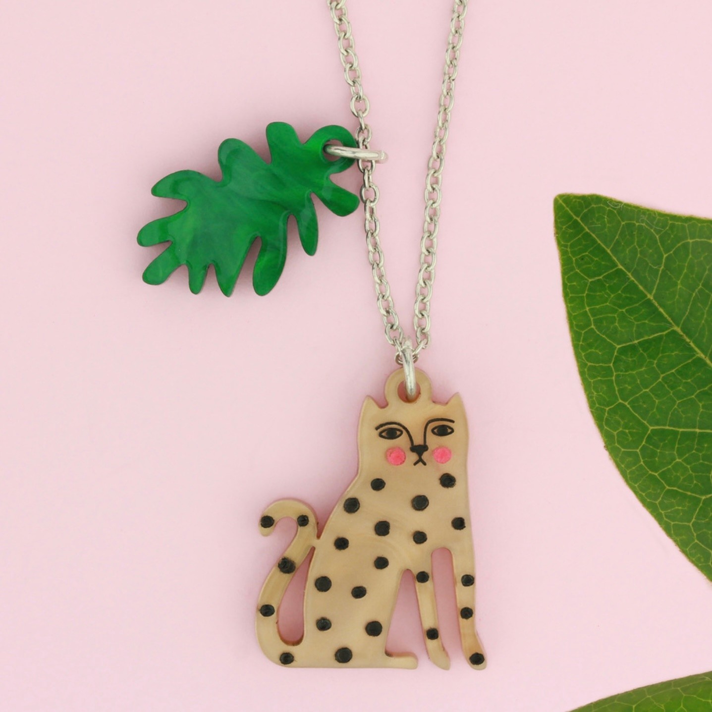 Doodle Leopard Charm Necklace