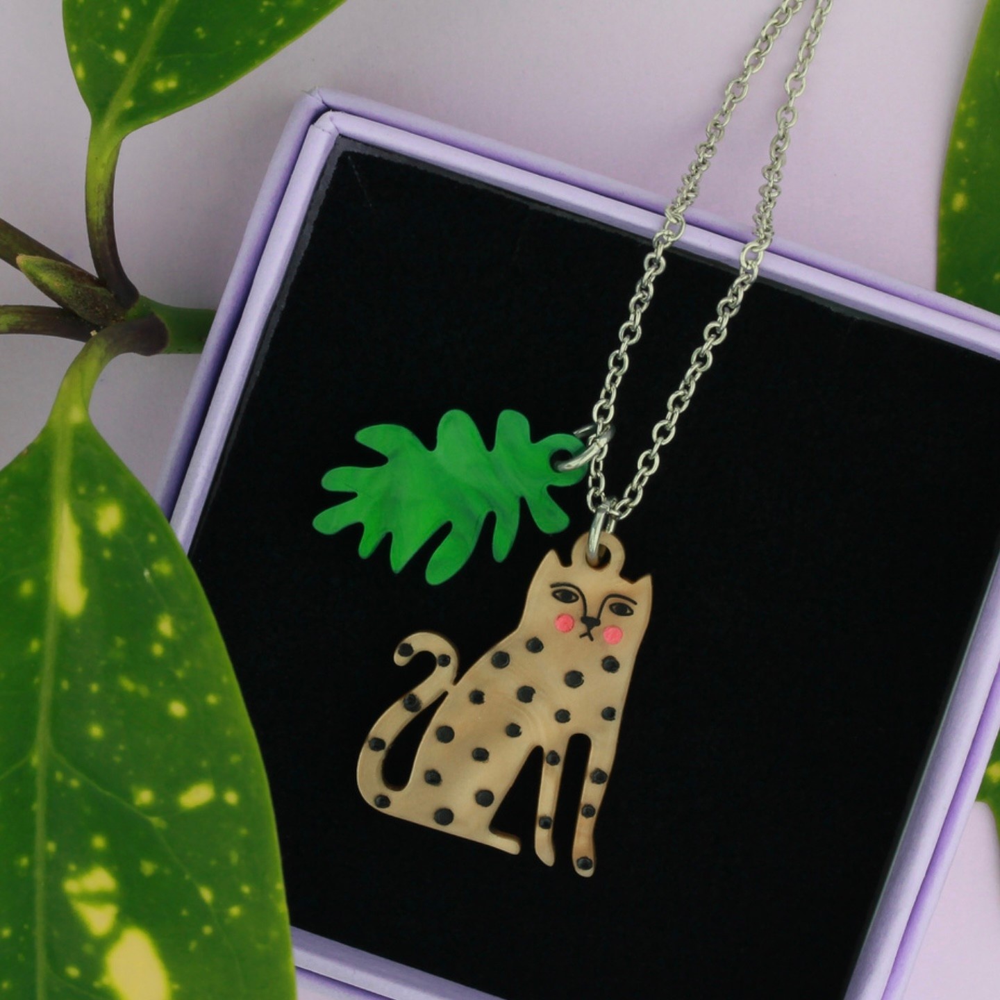 Doodle Leopard Charm Necklace