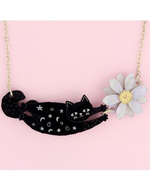 Doodle Cat Black Necklace