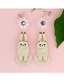 Cream Cat Earrings