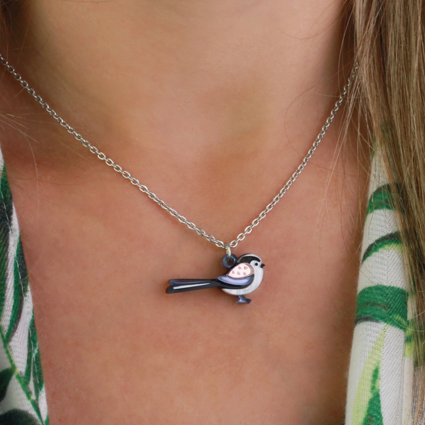 Long-Tailed Tit Charm Necklace