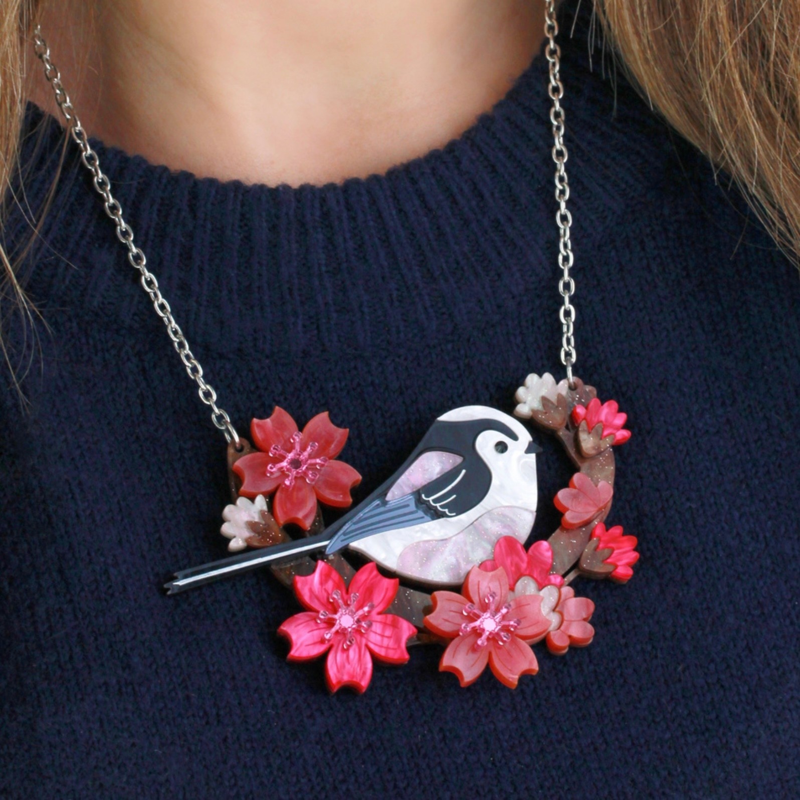 Long-Tailed Tit Statement Necklace
