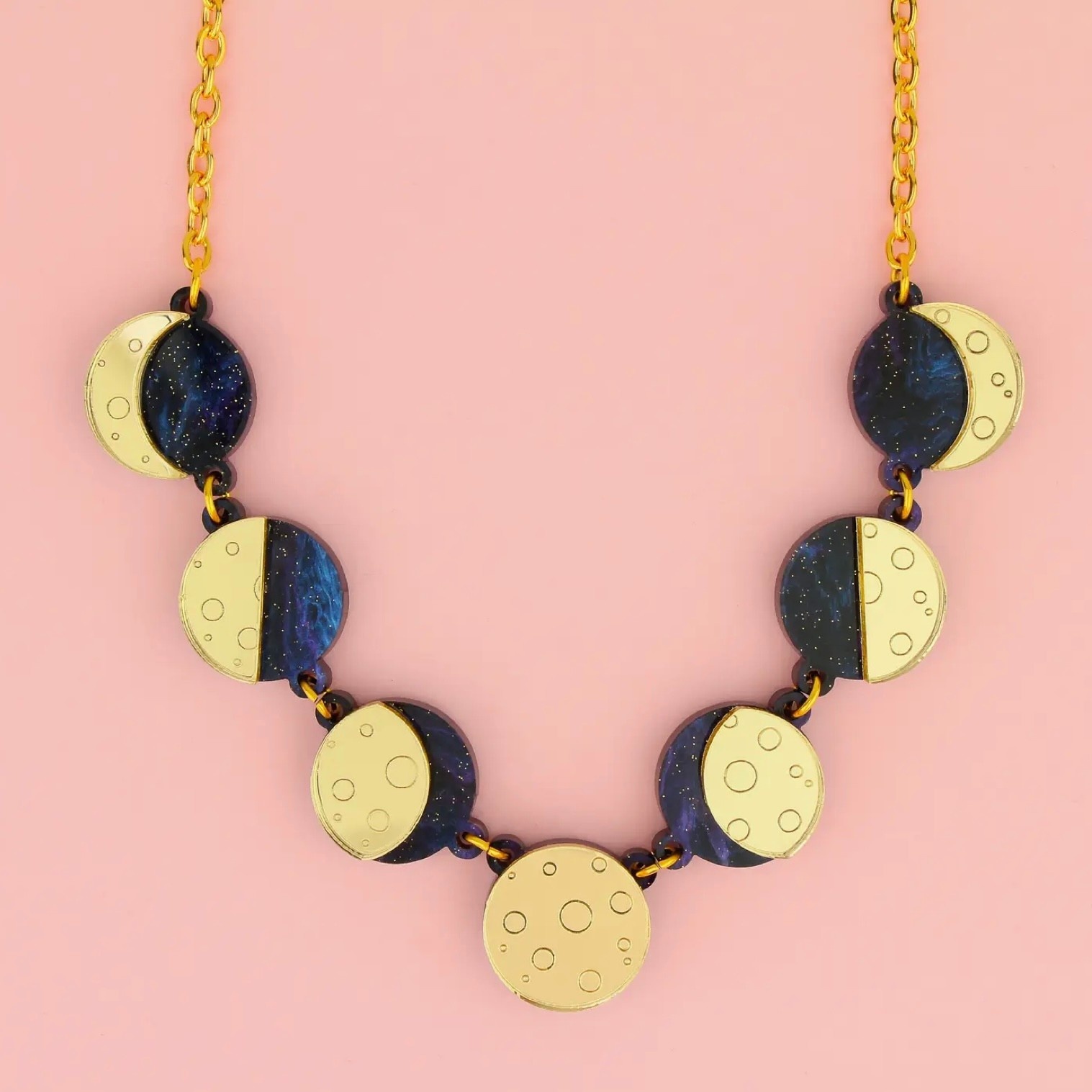 Moon Phase Necklace Gold