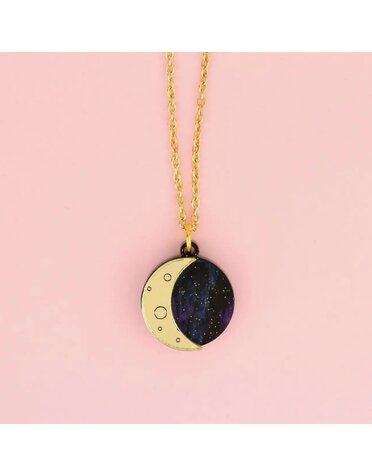 Moon Phase Charm Necklace Gold