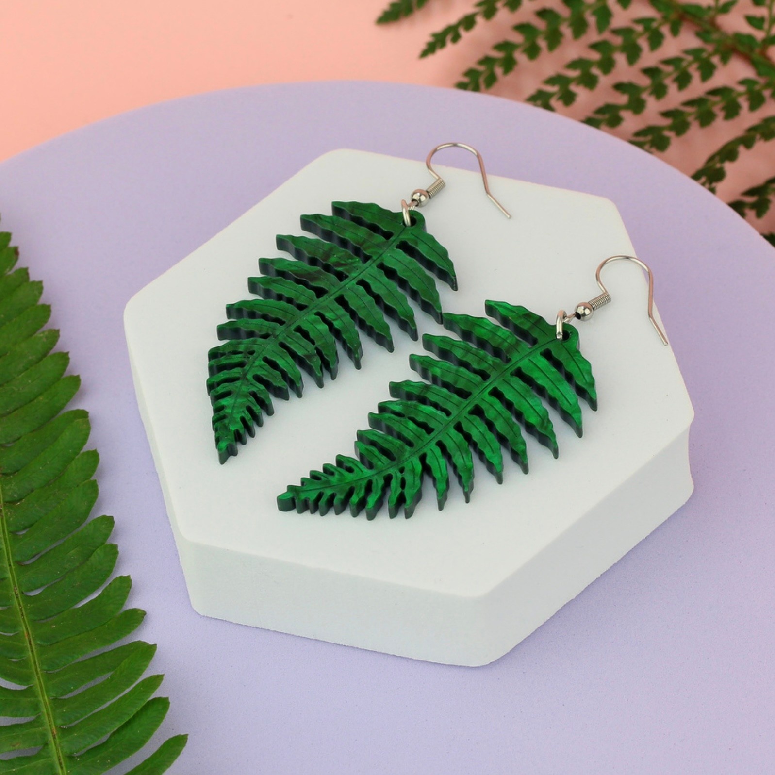 Fern Earrings Green