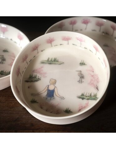 Becky Mackenzie Ceramic Bowl Cherry Blossom Swimmer