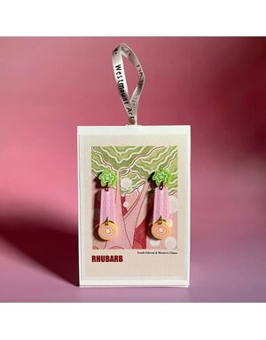 Westmount Art Botanical Earrings Rhubarb