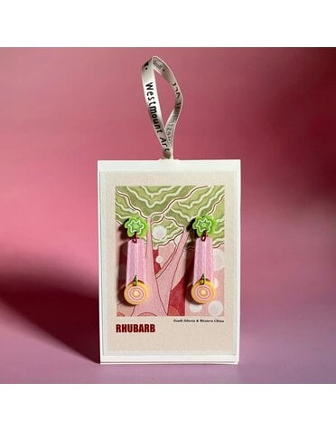 Westmount Art Botanical Earrings Rhubarb