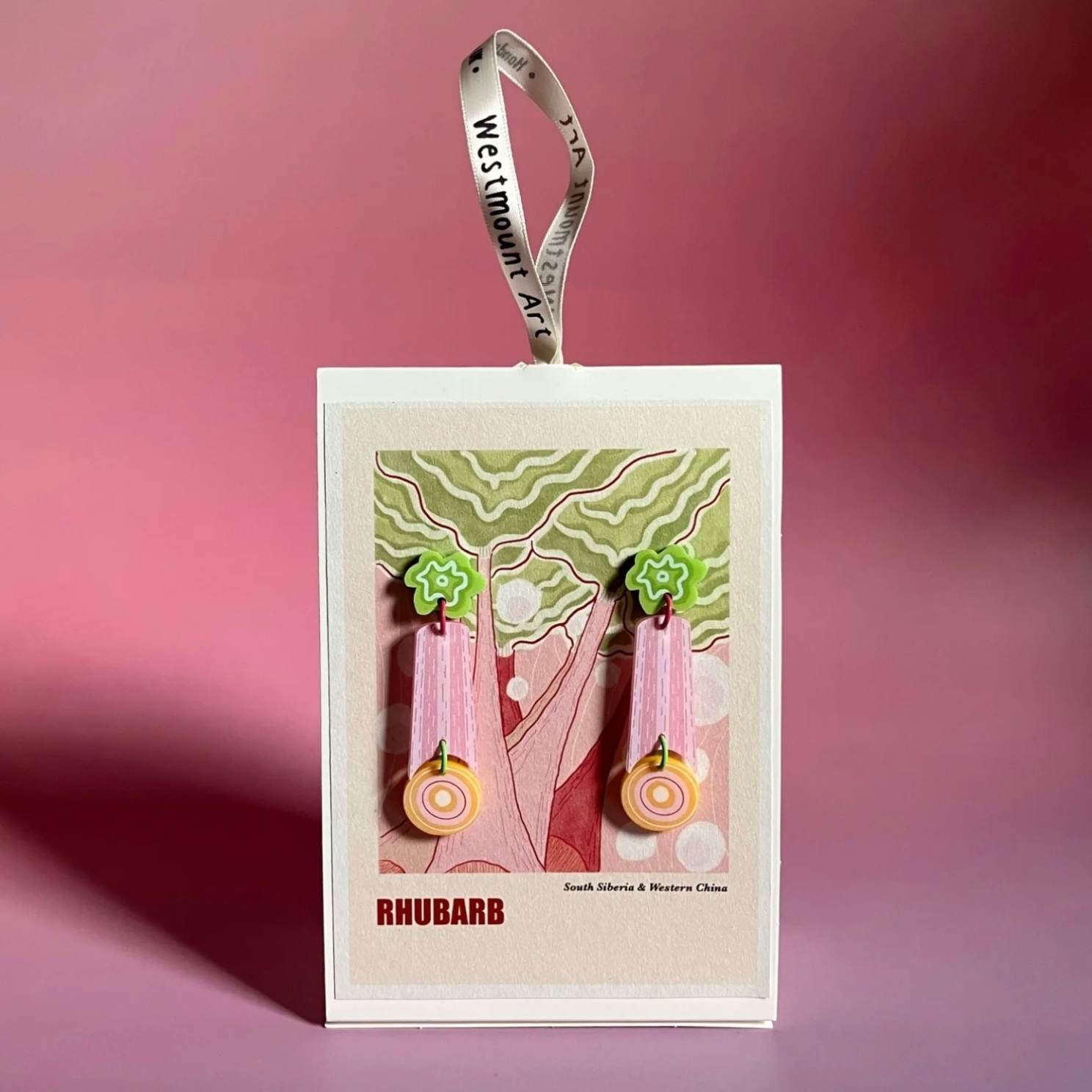 Westmount Art Botanical Earrings Rhubarb