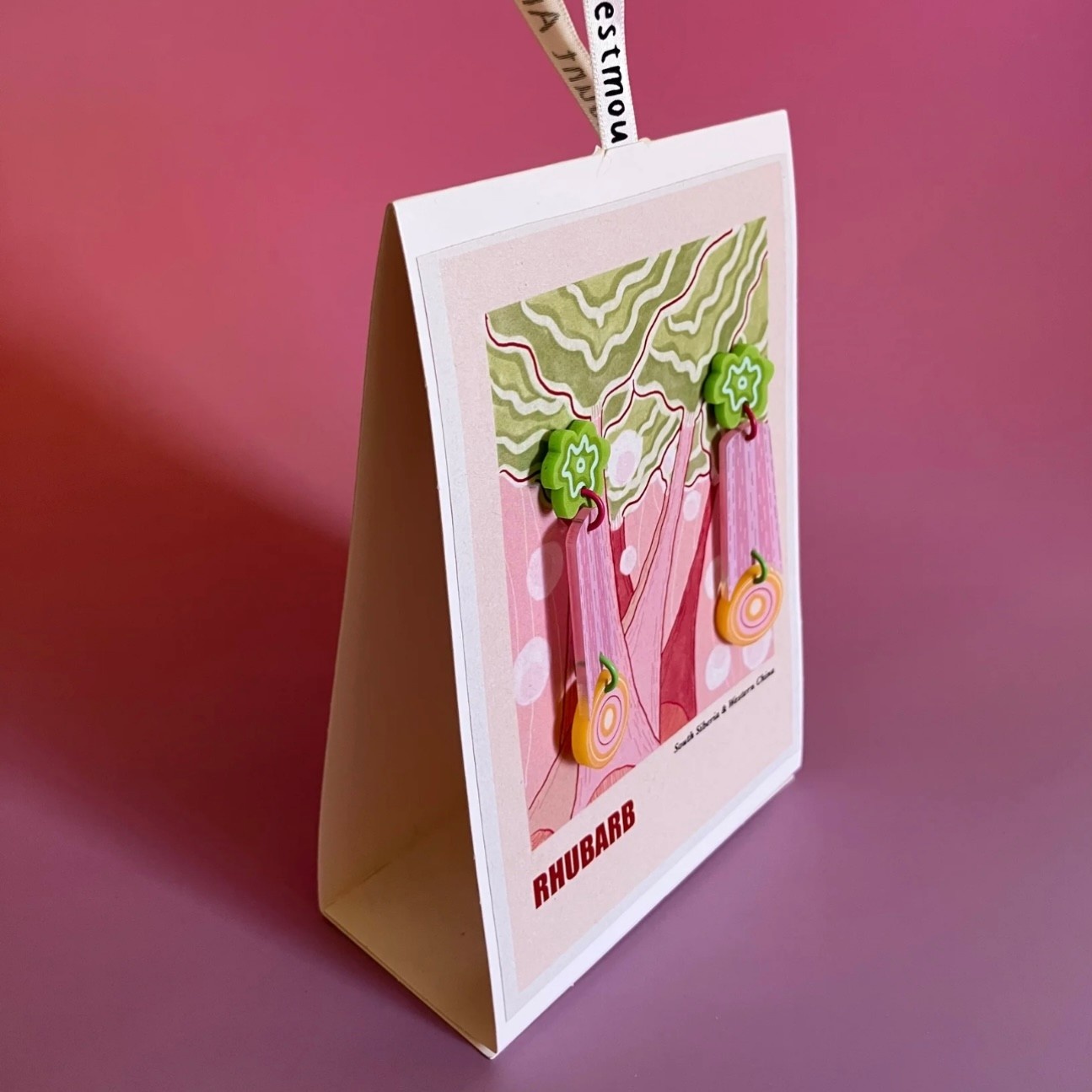 Westmount Art Botanical Earrings Rhubarb