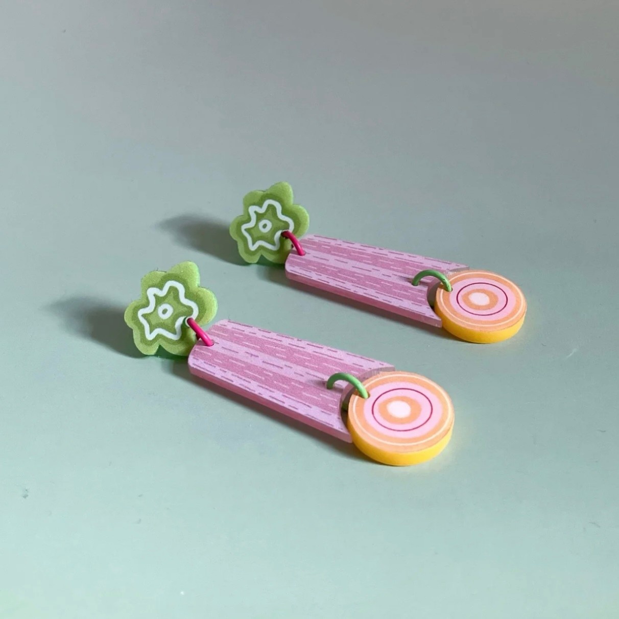 Westmount Art Botanical Earrings Rhubarb