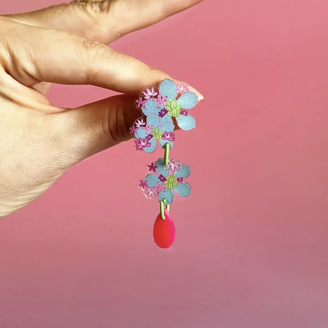 Westmount Art Botanical Earrings Sedum Rose Carpet