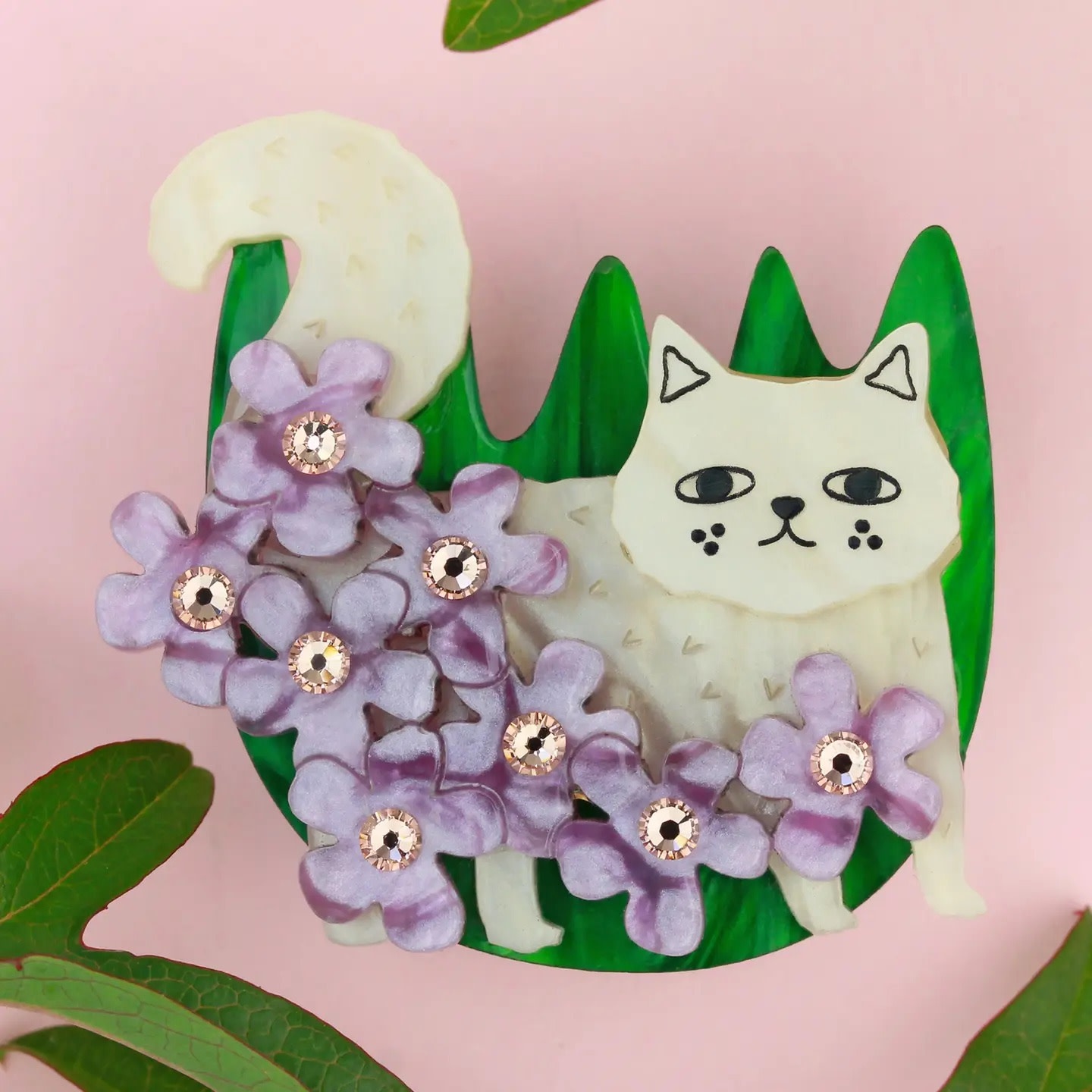 Doodle Cat Cream Brooch