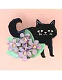 Doodle Cat Black Brooch