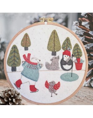 Corinne Lapierre Felt Embroidery Hoop Skating On The Lake