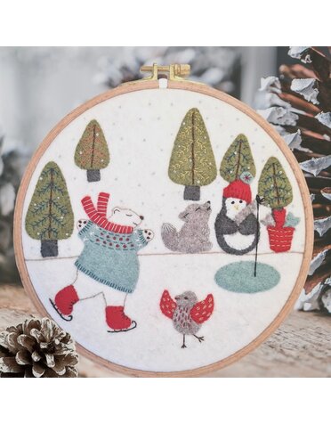Corinne Lapierre Felt Embroidery Hoop Skating On The Lake