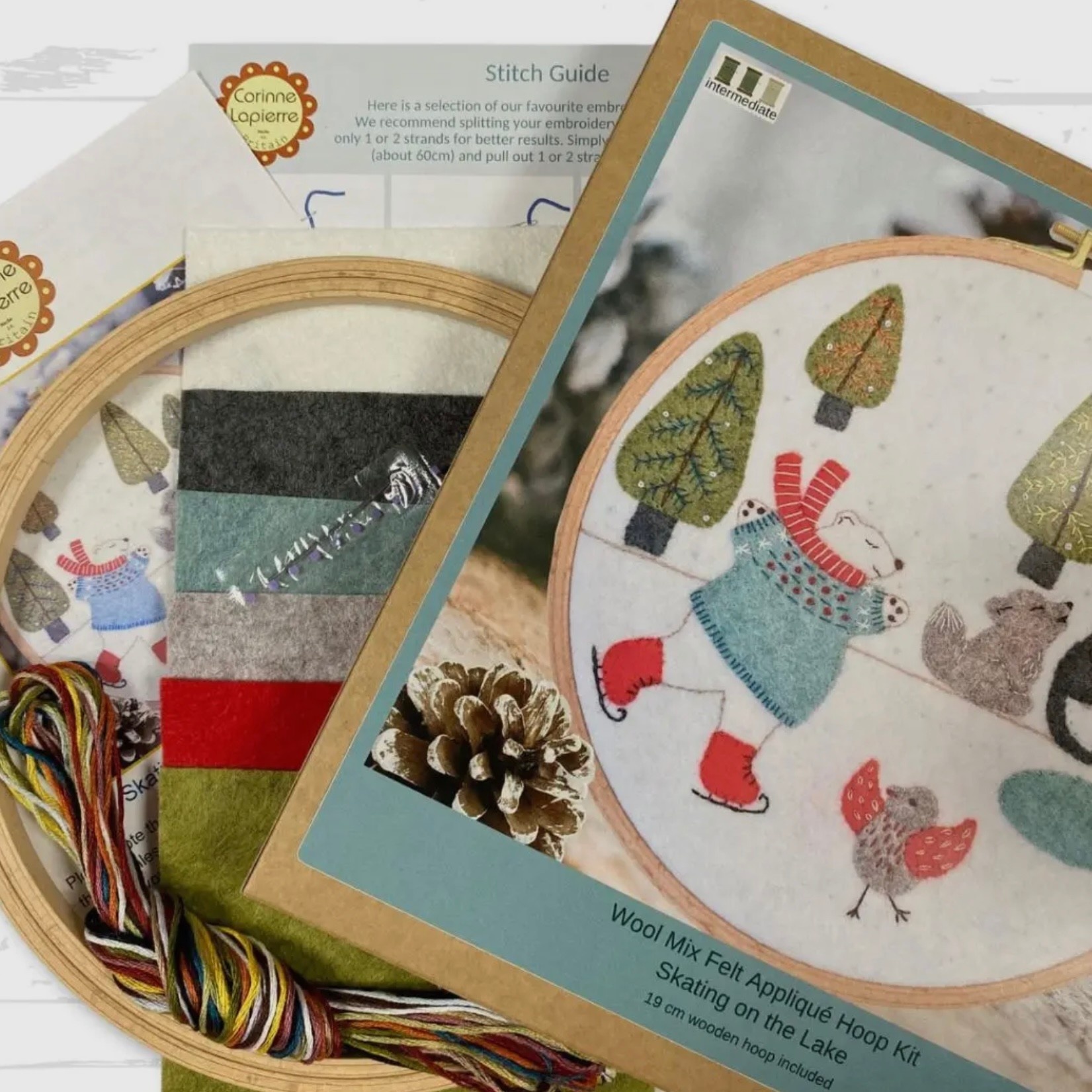 Corinne Lapierre Felt Embroidery Hoop Skating On The Lake