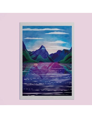 Hello Grimes Milford Sound A4 Print