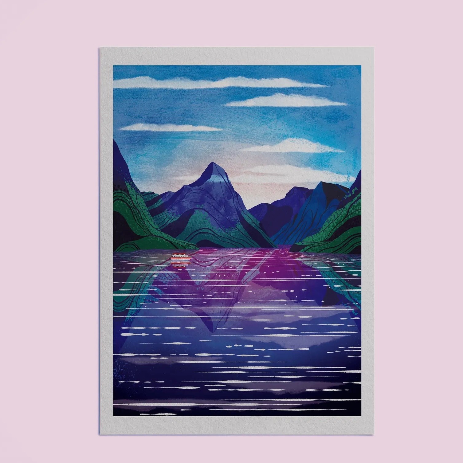 Hello Grimes Milford Sound A4 Print