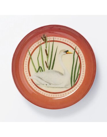 Round Enamel Tray Swan