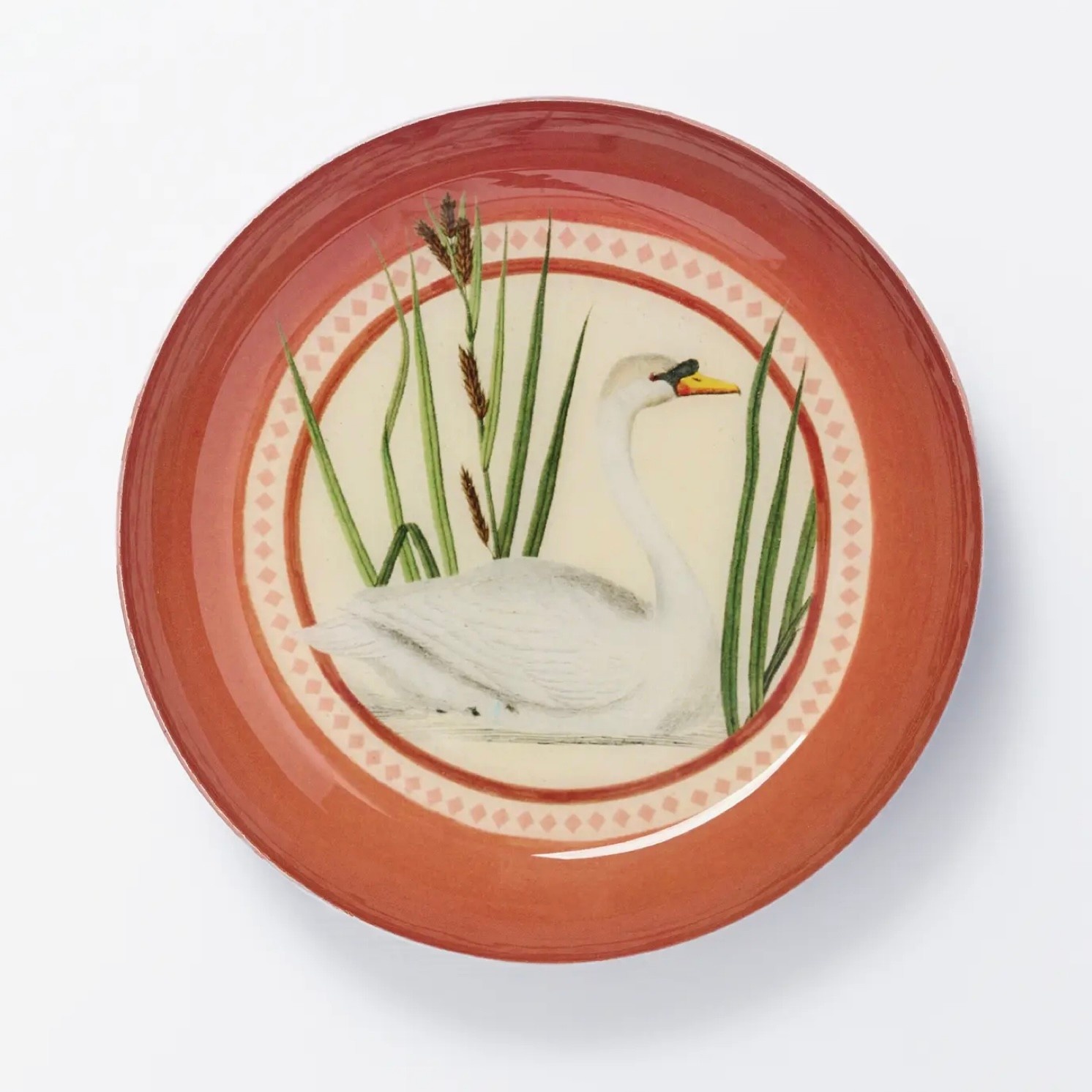 Round Enamel Tray Swan
