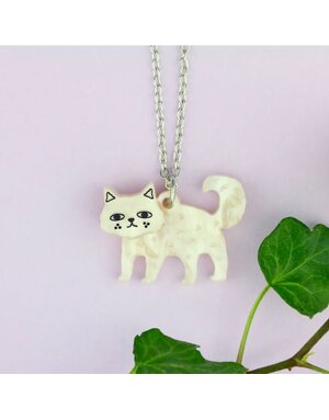 Cream Cat Charm Necklace
