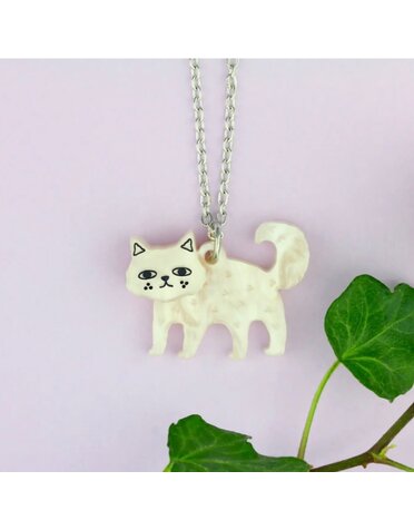 Cream Cat Charm Necklace