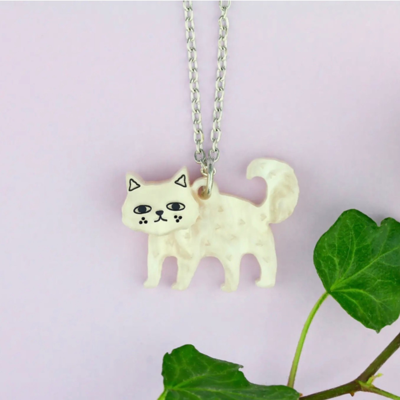 Cream Cat Charm Necklace