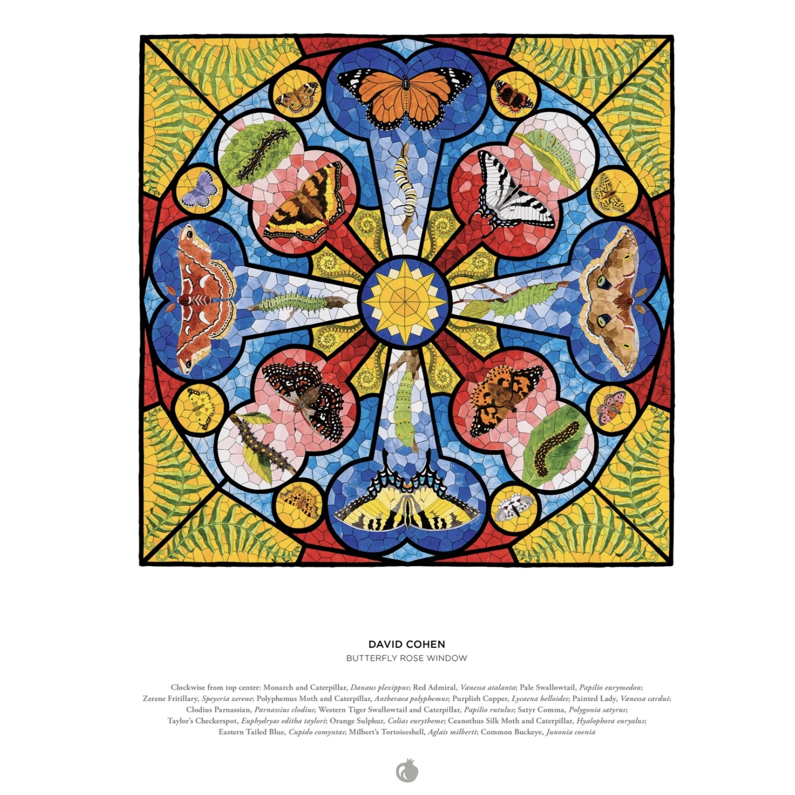 Pomegranate 1000 Piece Puzzle Butterfly Rose Window