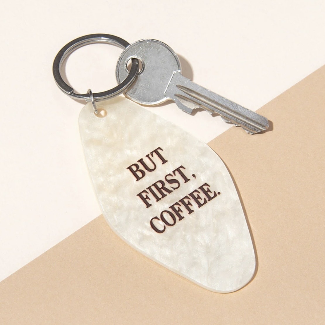 Ohh Deer Acrylic Keyring But First Coffee