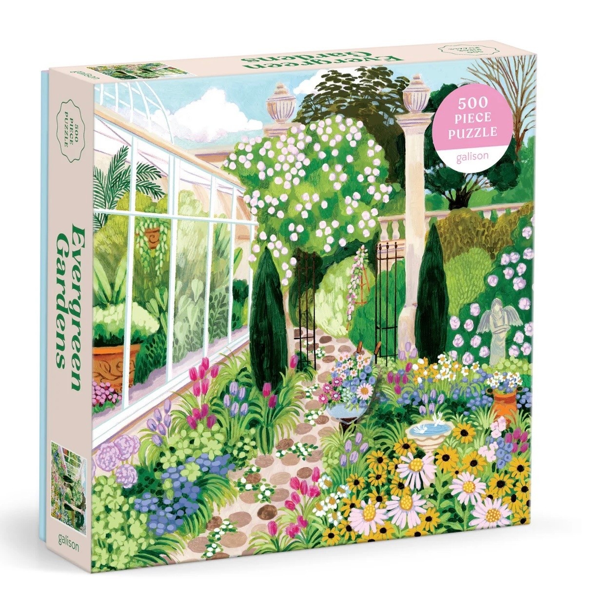 Galison 500 Piece Puzzle Evergreen Gardens
