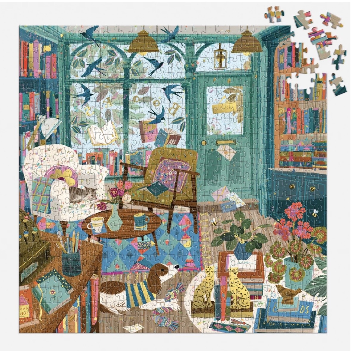 Galison 500 Piece Foil Puzzle Bookshop Afternoon