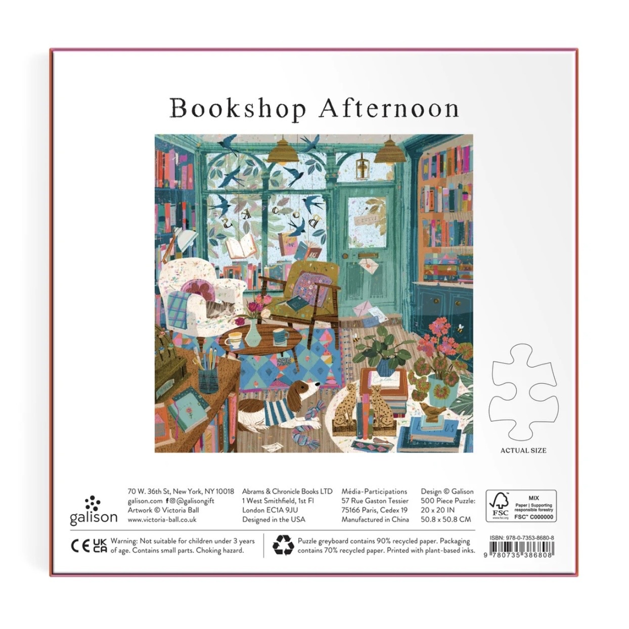 Galison 500 Piece Foil Puzzle Bookshop Afternoon