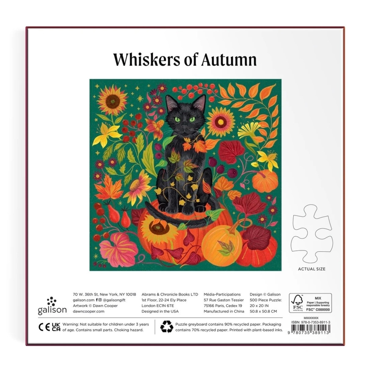 Galison 500 Piece Puzzle Foil Whiskers Of Autumn