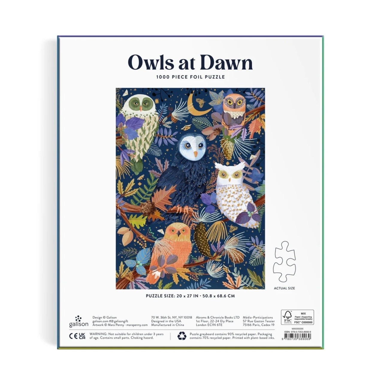 Galison 1000 Piece Foil Puzzle Owls At Dawn
