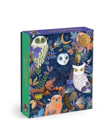 Galison 1000 Piece Foil Puzzle Owls At Dawn