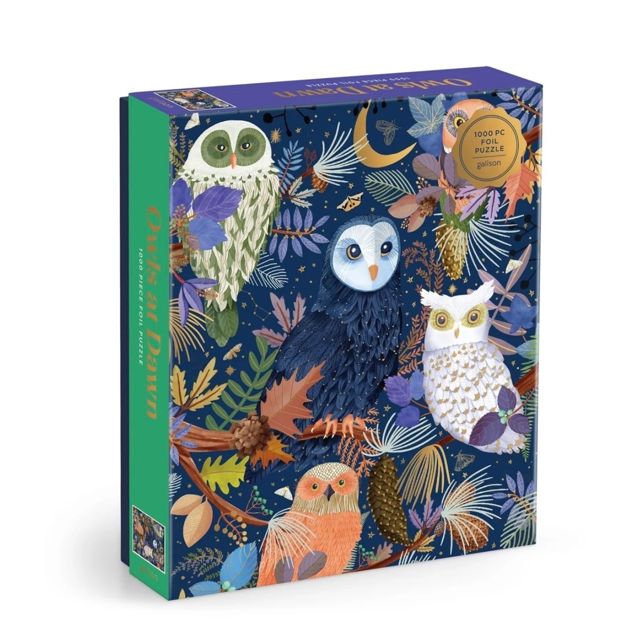 Galison 1000 Piece Foil Puzzle Owls At Dawn
