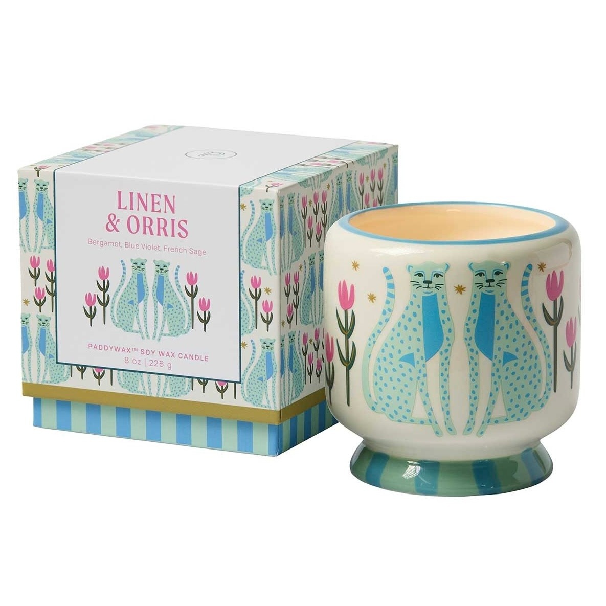 Paddywax A Dopo! Linen & Orris Cheetah Candle