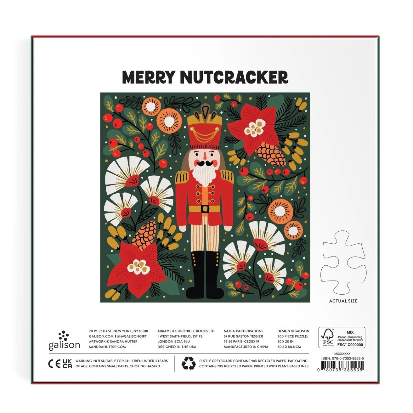 Galison 500 Piece Foil Puzzle Merry Nutcracker
