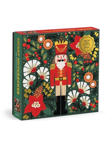 Galison 500 Piece Foil Puzzle Merry Nutcracker