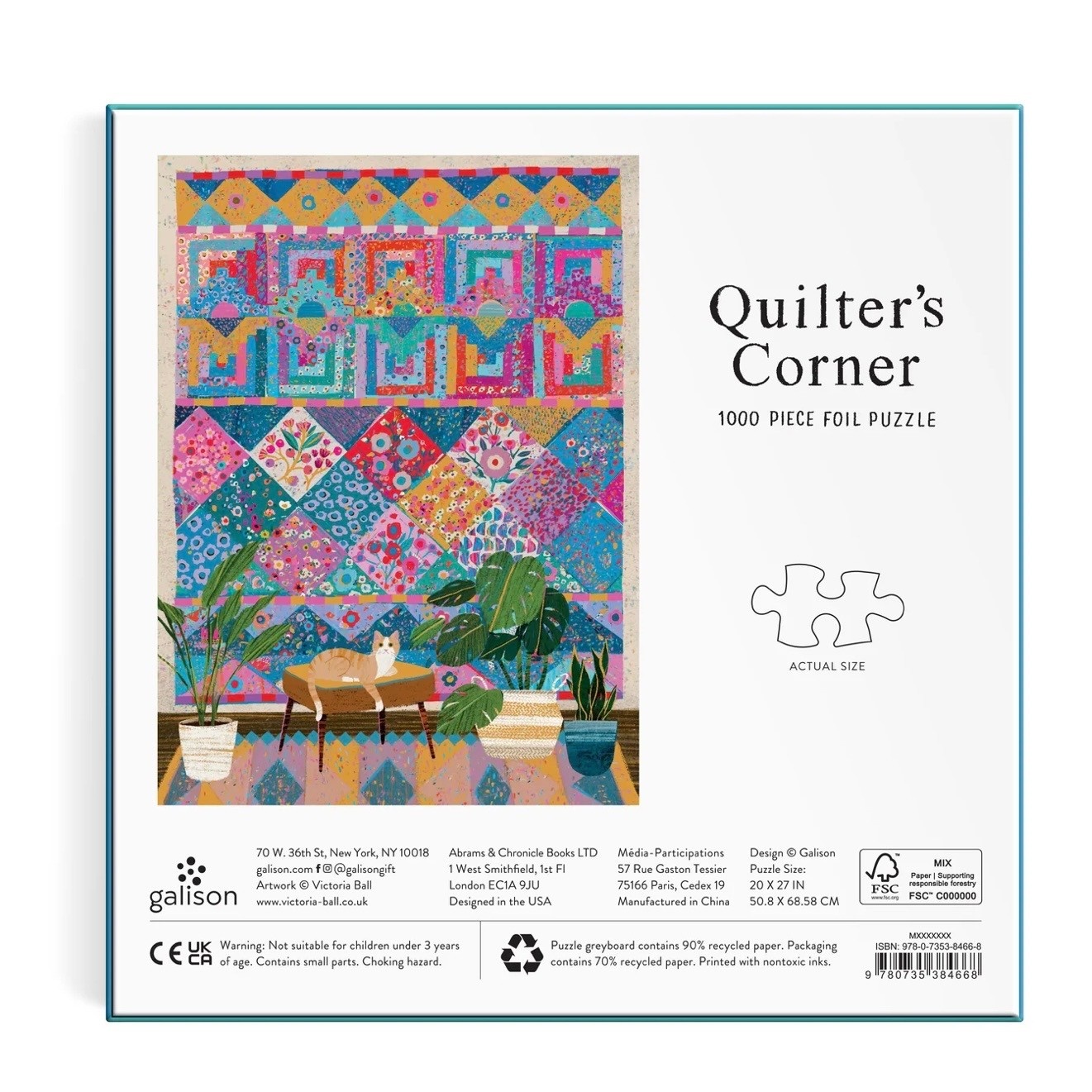 Galison 1000 Piece Foil Puzzle Quilter’s Corner