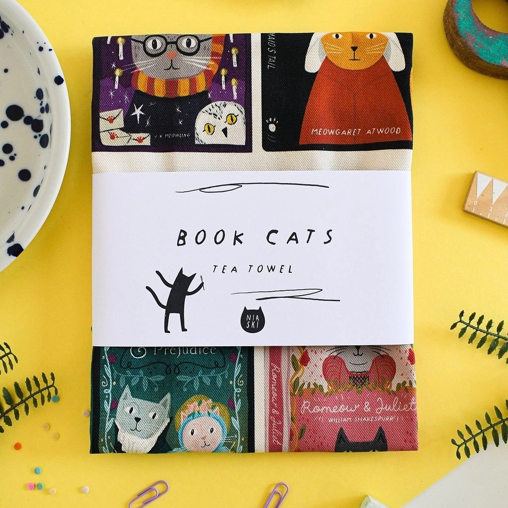 Niaski Book Cats Tea Towel