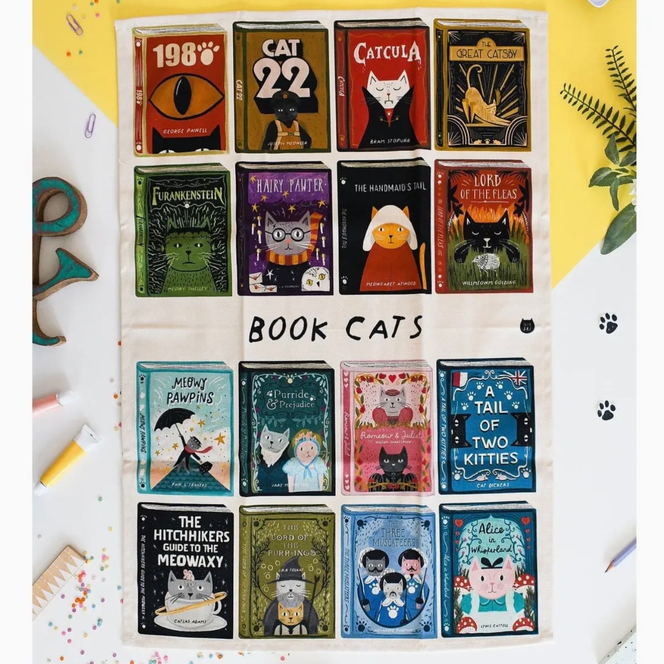 Niaski Book Cats Tea Towel