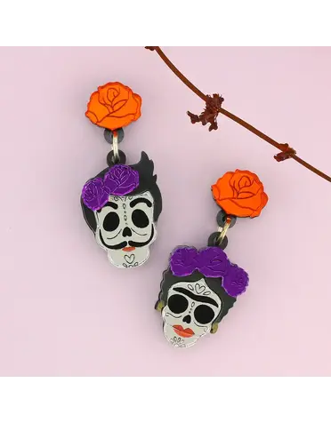 Candy Skull Artist Couple Earrings