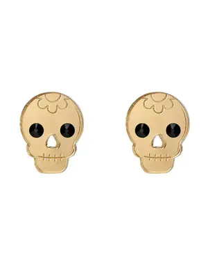 Gold Skull Stud Earrings