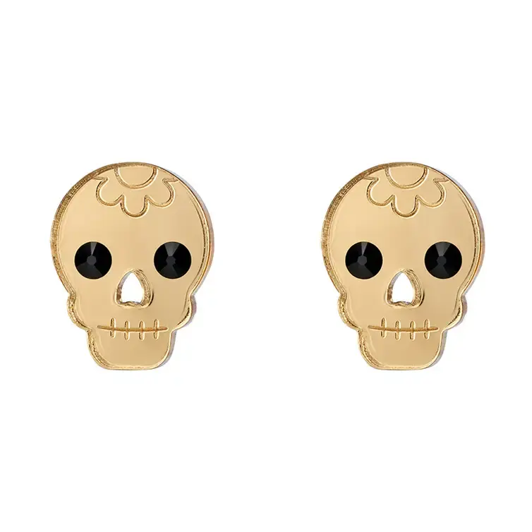Gold Skull Stud Earrings