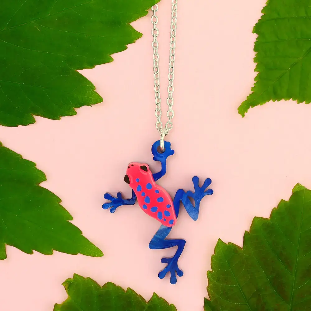 Strawberry Poison-Dart Frog  Charm Necklace
