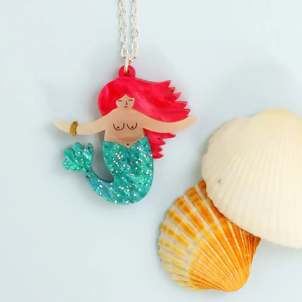 Naked Mermaid Necklace Pink