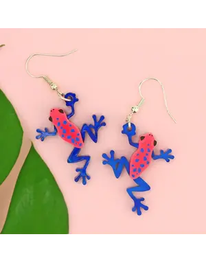Strawberry Poison-Dart Frog Charm Earrings