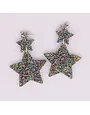 Double Star Earrings Rainbow Glitter
